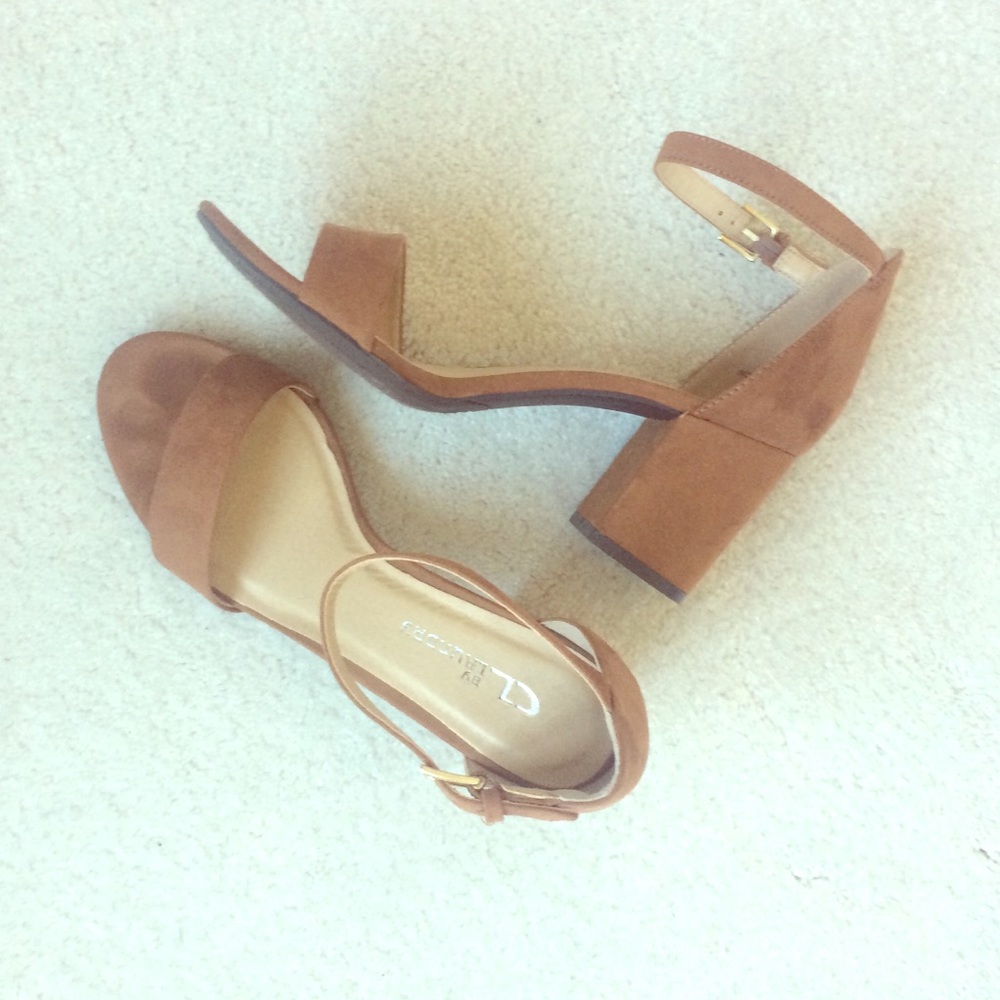 Brown Suede Ankle Strap Block Heels Retro